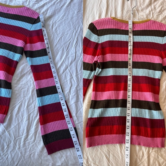 BLANKNYC Multi-Stripe Metallic Ribbed Sweater M - Picture 8 of 10